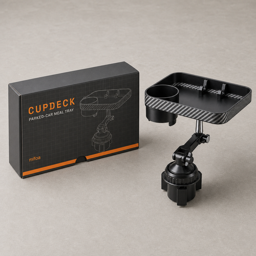 CupDeck Car Cup-Holder Food Tray