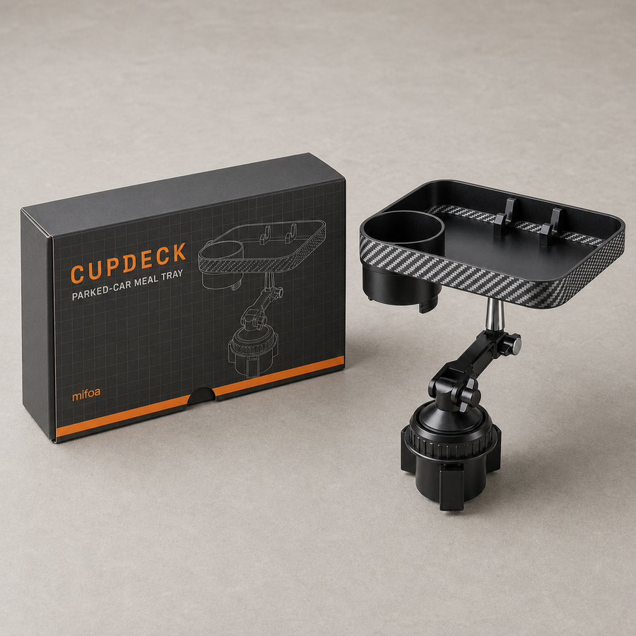 CupDeck Car Cup-Holder Food Tray