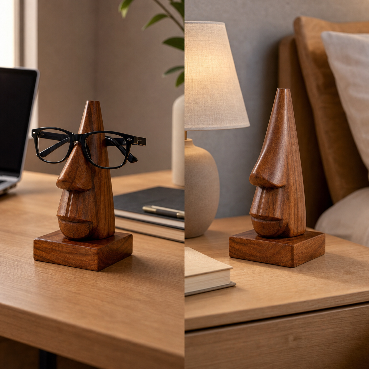 Two Parke stands, one for a desk and one for a bedside table