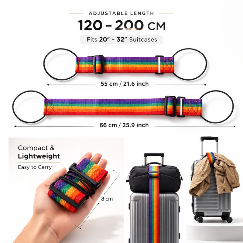 Strapo™ | Adjustable Rainbow Luggage Strap