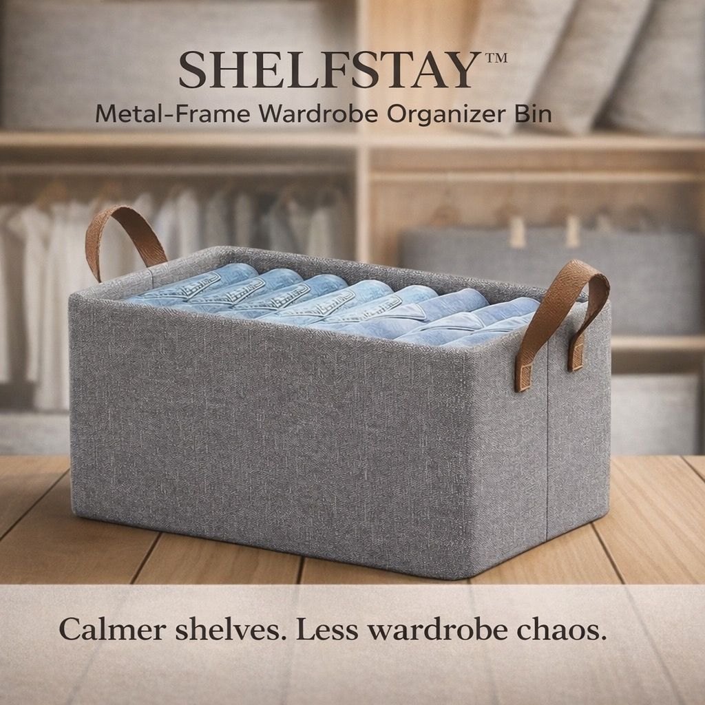 ShelfStay™ Metal-Frame Wardrobe Organizer Bin