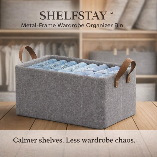 ShelfStay™ Metal-Frame Wardrobe Organizer Bin
