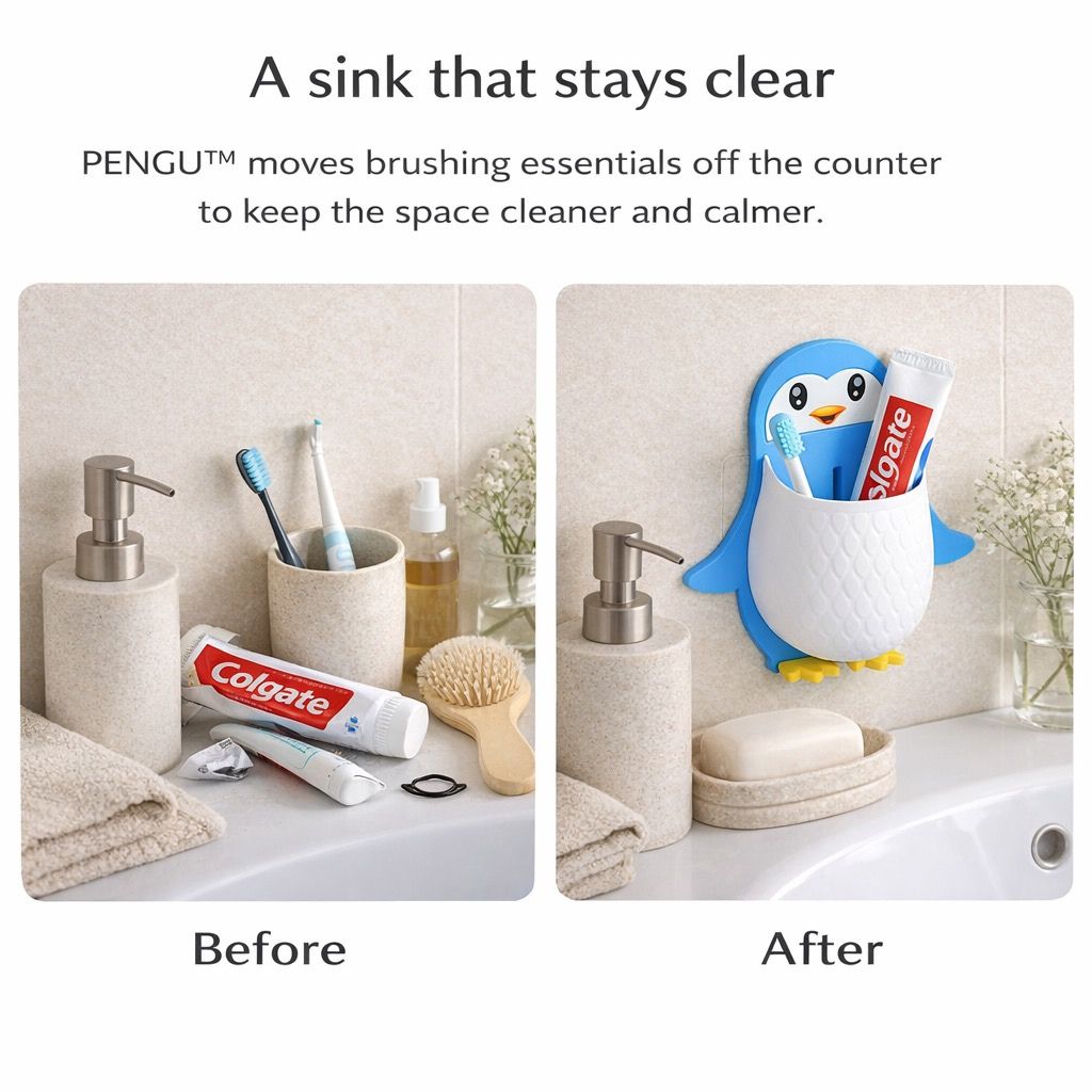 Pengu™ Wall-Mounted Toothbrush Holder