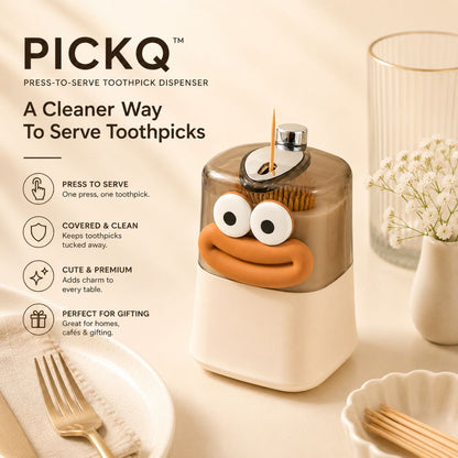 PICKQ™ Press-To-Serve Toothpick Dispenser