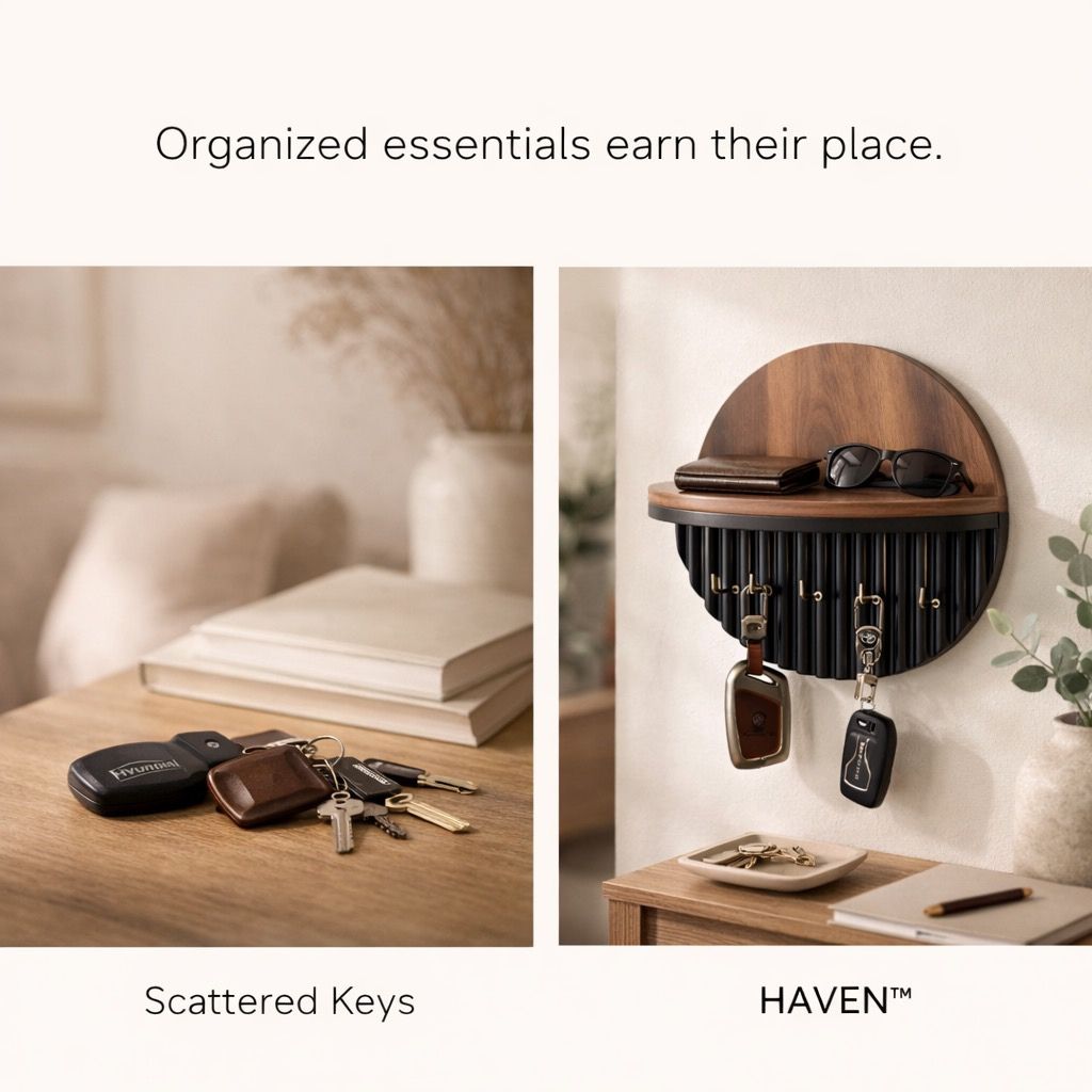 HAVEN™ Wall Key Holder & Entryway Shelf