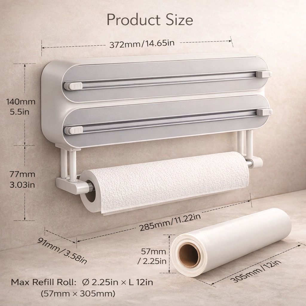WrapStation™ 3-in-1 Kitchen Roll Organizer