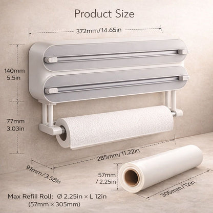 WrapStation™ 3-in-1 Kitchen Roll Organizer