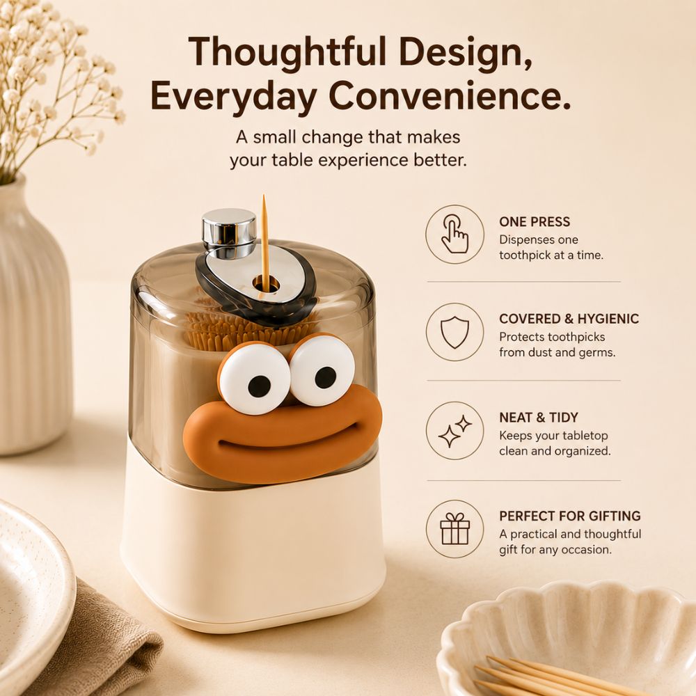 PICKQ™ Press-To-Serve Toothpick Dispenser