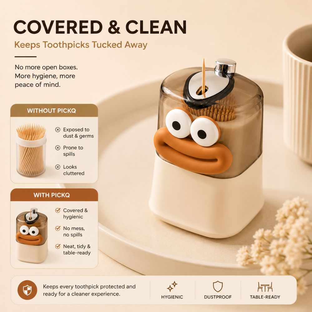 PICKQ™ Press-To-Serve Toothpick Dispenser