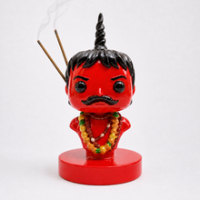 Chota Pandit incense holder loaded with two lit incense sticks