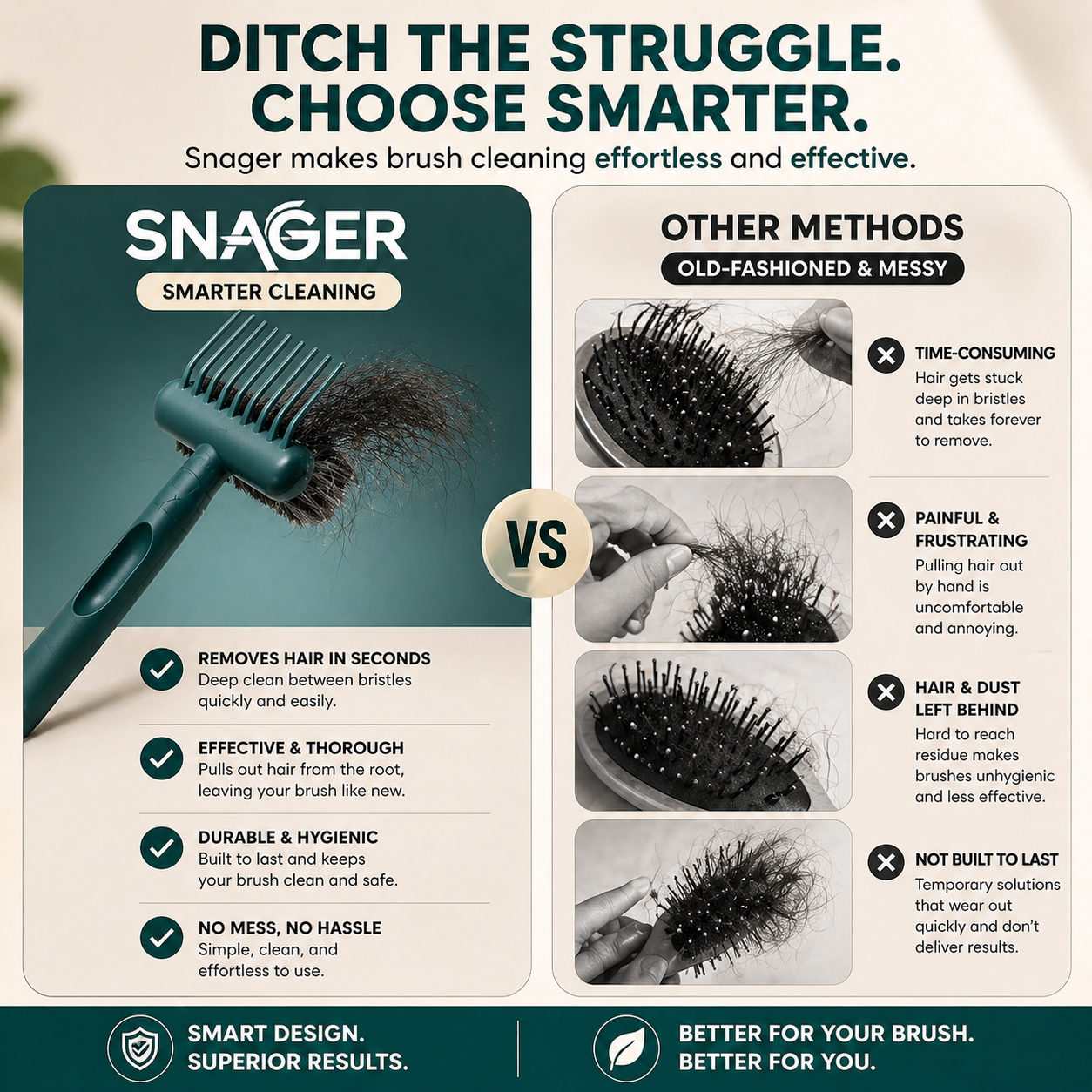 SNAGR™ 2-in-1 Hair Brush Cleaner