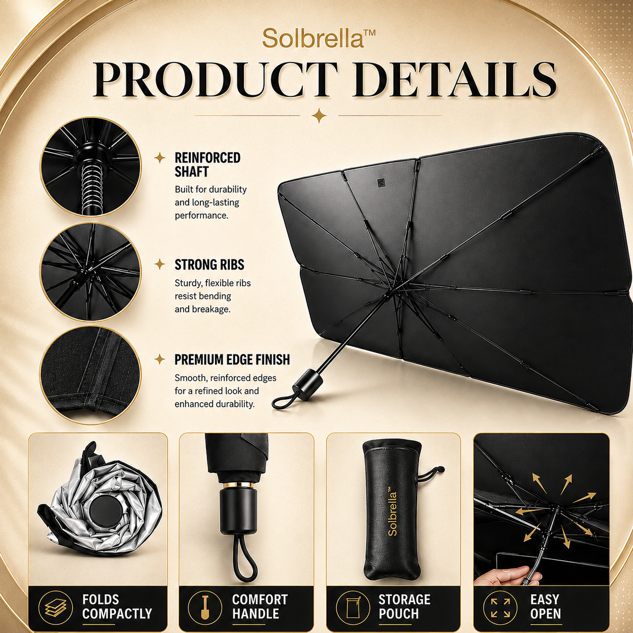 Solbrella™ Foldable Car Windshield Sunshade