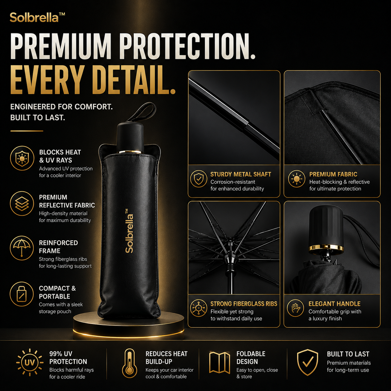 Solbrella™ Foldable Car Windshield Sunshade