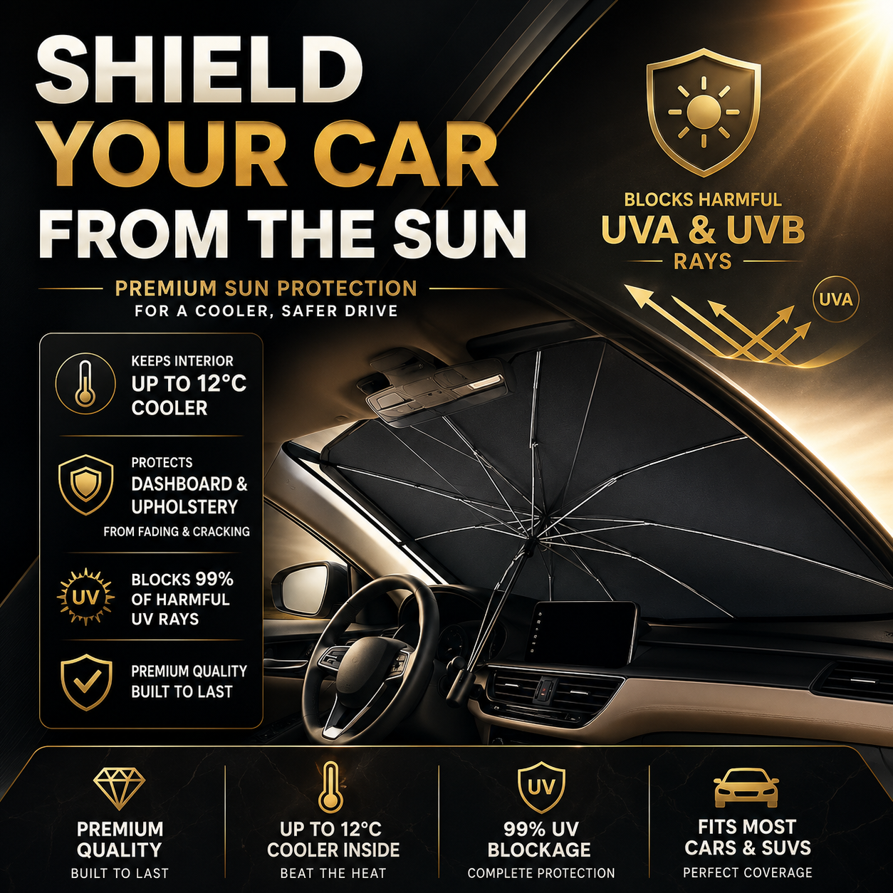 Solbrella™ Foldable Car Windshield Sunshade