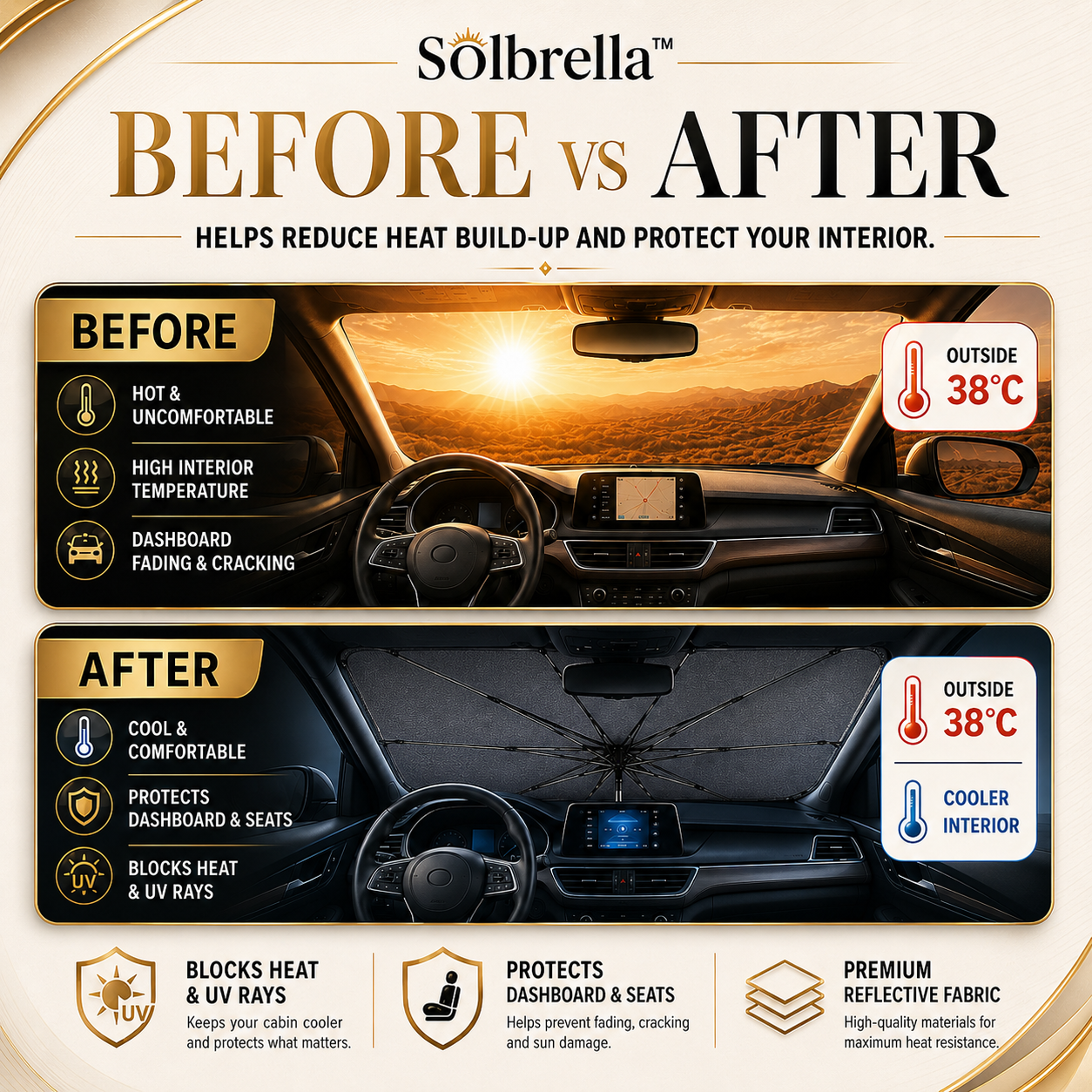Solbrella™ Foldable Car Windshield Sunshade