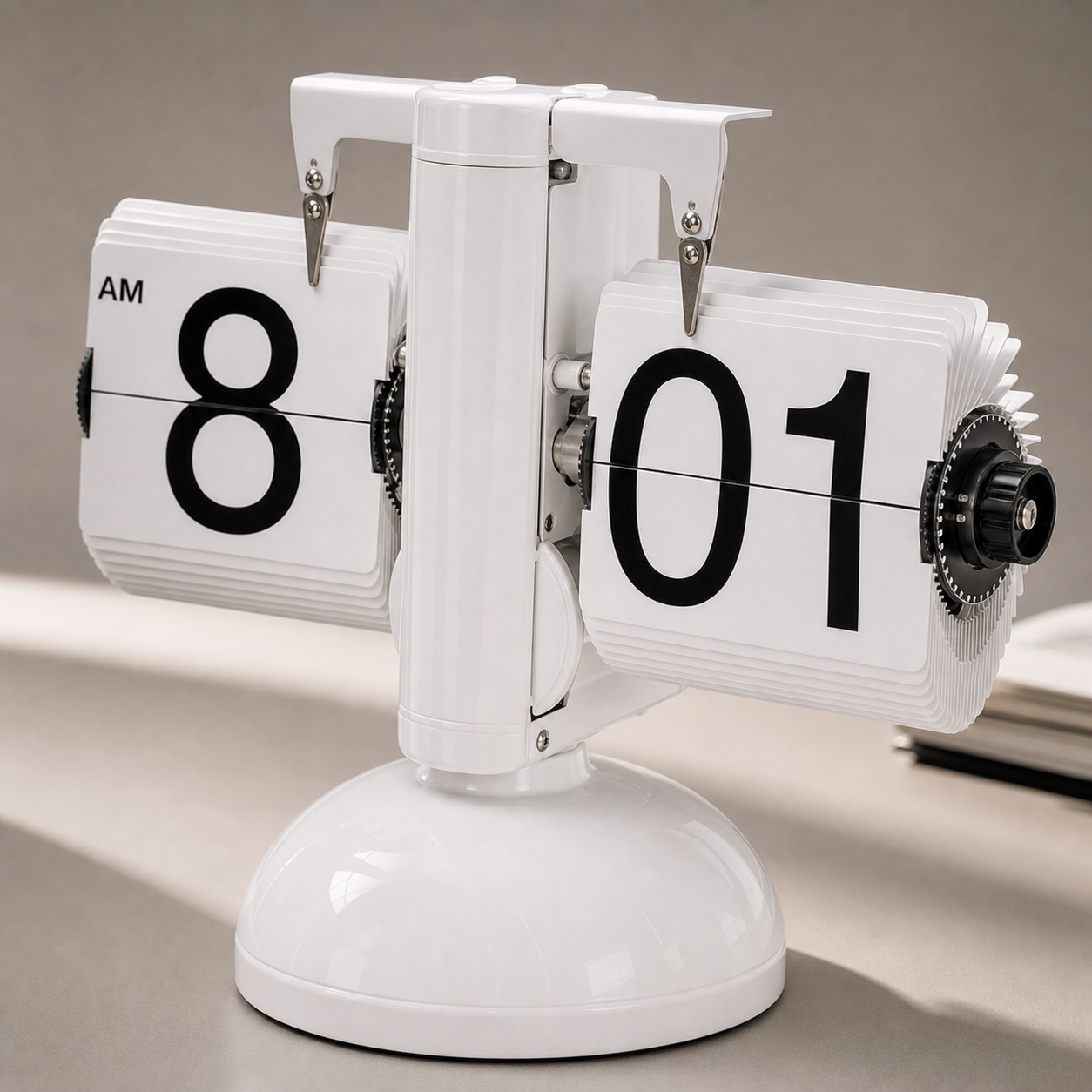 FLIQ clock viewed across a room to demonstrate the legible number cards