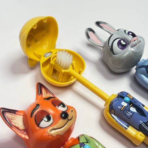 Brush Buddy Trio sample - toothbrush with detachable character-head cover