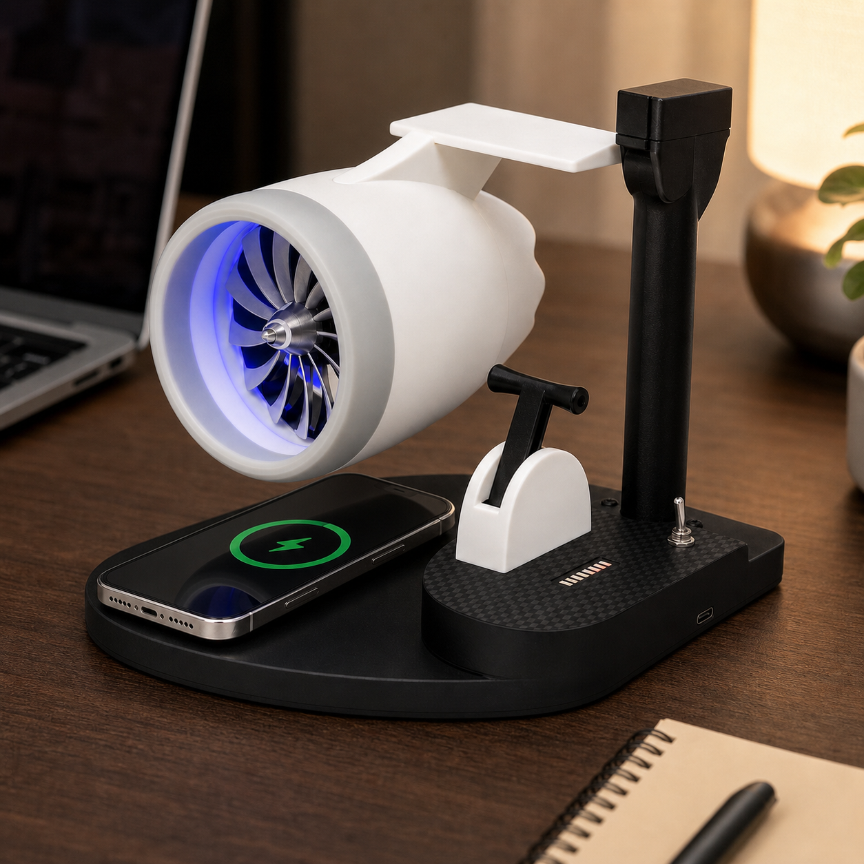 Compatible phone centred on the JetDock charging base