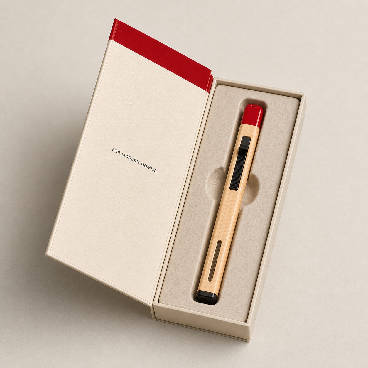 The wood-finish body, close