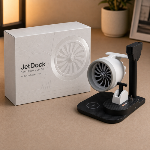 JetDock beside its product packaging